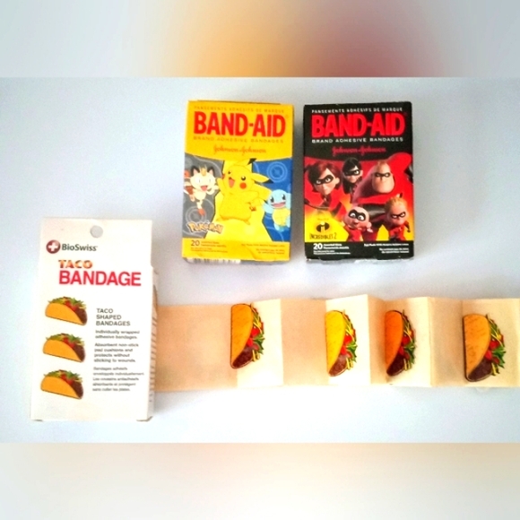 Pokemon & Incredibles-2, Band-Aid   Bandages 20 ct ea + 22 ct Taco Bandages - Picture 5 of 12